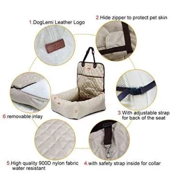 Premium LOVESAKI Deluxe Dog Car Seat with Safety Leash