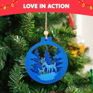 Joiedomi 6 Pcs Hanging Wooden Christmas Ornaments