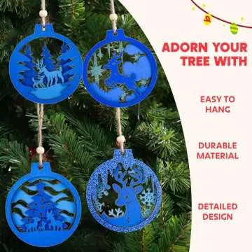 Joiedomi 6 Pcs Hanging Wooden Christmas Ornaments