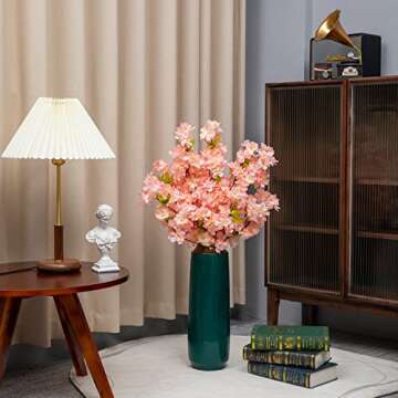 Floralsecret Artificial Cherry Blossom Flowers 4 Branches, 42.25 Inch Silk Cherry Blossom for Home Garden Wedding Table Centrepiece Party Event Spring Decor.