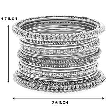 Aheli Oxidized Bohemian Bangles Set Indian Traditional Antique Multiple Textured Bracelet Chudha for Women Ethnic Stylish Party Wedding Wear Jewelry