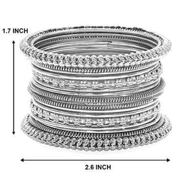 Aheli Oxidized Bohemian Bangles Set Indian Traditional Antique Multiple Textured Bracelet Chudha for Women Ethnic Stylish Party Wedding Wear Jewelry