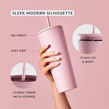 Maars Classic Acrylic Tumbler with Lid and Straw | 24oz Premium Insulated Double Wall Plastic Reusable Cups - Clear, 2 Pack