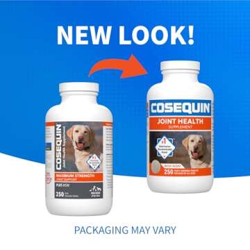 Nutramax Laboratories Cosequin Maximum Strength Joint Health Supplement for Dogs - With Glucosamine, Chondroitin, and MSM, 250 Chewable Tablets