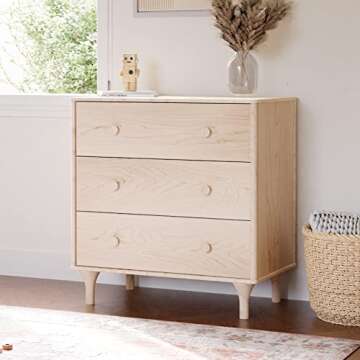 Babyletto Lolly 3-Drawer Changer Dresser with Removable Changing Tray in Washed Natural, Greenguard Gold Certified