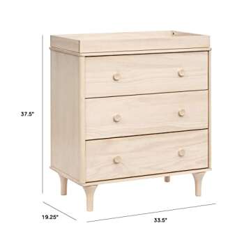 Babyletto Lolly 3-Drawer Changer Dresser with Removable Changing Tray in Washed Natural, Greenguard Gold Certified
