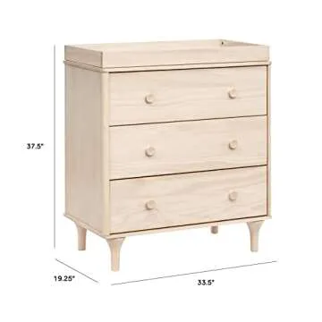 Babyletto Lolly 3-Drawer Changer Dresser with Removable Changing Tray in Washed Natural, Greenguard Gold Certified