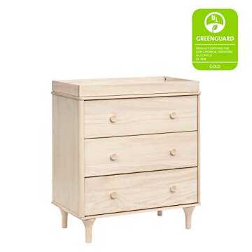Babyletto Lolly 3-Drawer Changer Dresser with Removable Changing Tray in Washed Natural, Greenguard Gold Certified