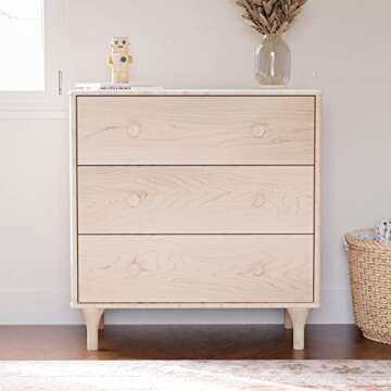 Babyletto Lolly 3-Drawer Changer Dresser with Removable Changing Tray in Washed Natural, Greenguard Gold Certified