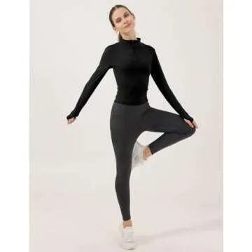 Gacaky Women's Slim Fit Lightweight Athletic Full Zip Stretchy Workout Running Track Jacket with Thumb Holes Black M