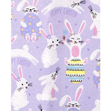 The Children's Place Baby Girls Long Sleeve Zip-front One Piece Footed Pajama Snug Fit 100% Cotton And Toddler Sleepers, Lavender Easter Bunnies, 6-9 Months US