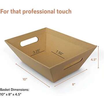 [5 PK] 8x10” Kraft Baskets for Gifts Empty | Wine Gift Basket | Basket with Handles | Small Gift Basket | Christmas,Wedding, Holiday, Anniversary, Display, Montessori | Gift to Impress