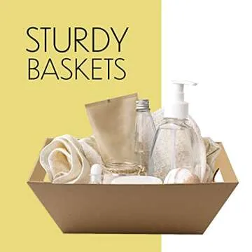 [5 PK] 8x10” Kraft Baskets for Gifts Empty | Wine Gift Basket | Basket with Handles | Small Gift Basket | Christmas,Wedding, Holiday, Anniversary, Display, Montessori | Gift to Impress