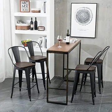 Aklaus 360° Swivel Metal Bar Stools Set of 4