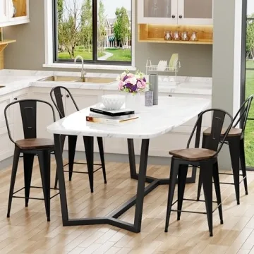 Aklaus 360° Swivel Metal Bar Stools Set of 4