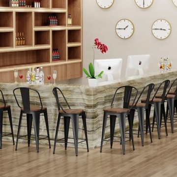 Aklaus 360° Swivel Metal Bar Stools Set of 4
