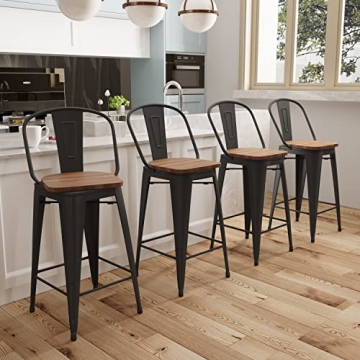 Aklaus 360° Swivel Metal Bar Stools Set of 4