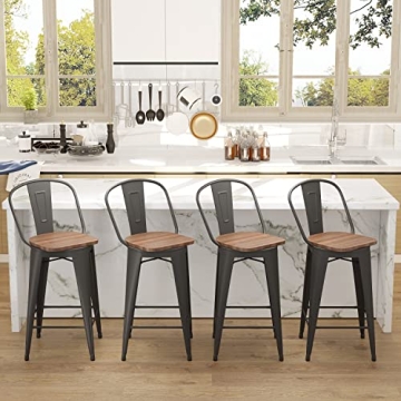 Aklaus 360° Swivel Metal Bar Stools Set of 4