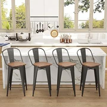 Aklaus 360° Swivel Metal Bar Stools Set of 4