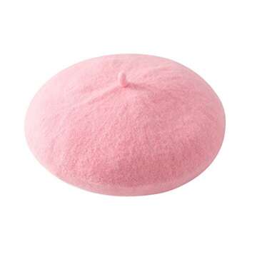 Kids Girls French Beret Hat Artist Hat Solid Warm Beanie Cap Winter Autumn (Pink, 1)