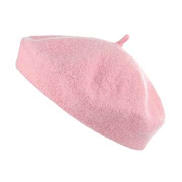 Kids Girls French Beret Hat Artist Hat Solid Warm Beanie Cap Winter Autumn (Pink, 1)