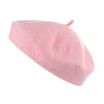 Kids Girls French Beret Hat Artist Hat Solid Warm Beanie Cap Winter Autumn (Pink, 1)