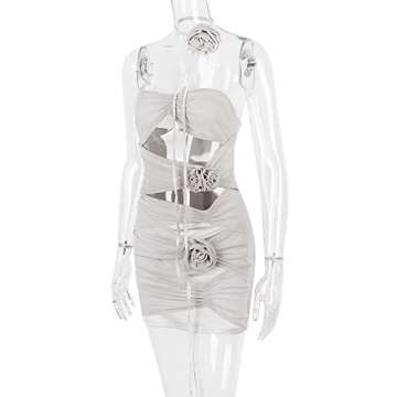 ROAONOCOMO Women Strapless Mini Tube Dresses Y2K Printed Off Shoulder Bodycon Dresses Sexy Short Par...