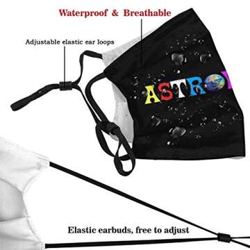 Travis Scott Astroworld Face Mask With Filter Anti Dust Reusable Bandanas Balaclava Washable Breathable Mask For Men and Women