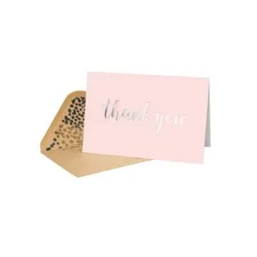 Elegant Thank You Cards Pack - 50 Foiled Cards & Envelopes