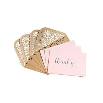 Elegant Thank You Cards Pack - 50 Foiled Cards & Envelopes
