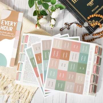 Bible Tabs for Women and Men,Bible Study Journaling Supplies,66 Old and New Testament Bible Index Ta...