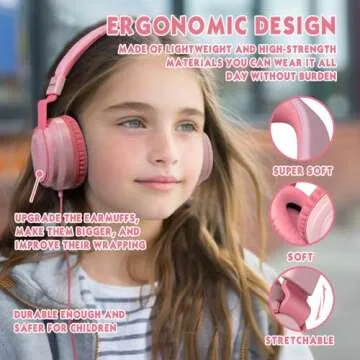 Mokata Kids Headphone 85/96dB Wired Foldable with Mic