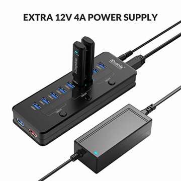 iDsonix 11-Port USB 3.0 Hub with Fast Charging and Switches