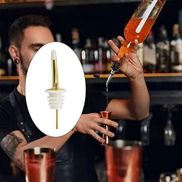 24 Pack Liquor Pour Spouts Set - Stainless Steel bottle spout and Liquor Pourers Dust Caps Covers Gold White