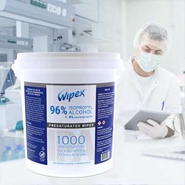 Wipex 96% Isopropyl Alcohol Wipes Electronic Wipes - Cleanrooms, Lab Alcohol Wipes, Electronic Cleaning Wipes for Sensitive Equipment, SMS Cloth Economy-Size - Bulk Alcohol Wipes (2 pack, 2000 wipes)