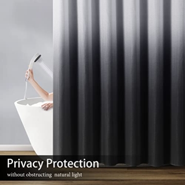 Stylish Black Ombre Shower Curtain with Hooks - 72 x 72
