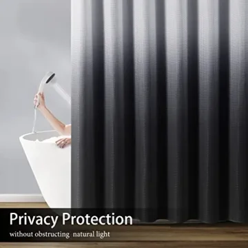 Stylish Black Ombre Shower Curtain with Hooks - 72 x 72