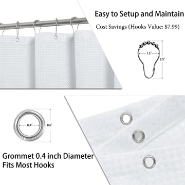 Stylish Black Ombre Shower Curtain with Hooks - 72 x 72