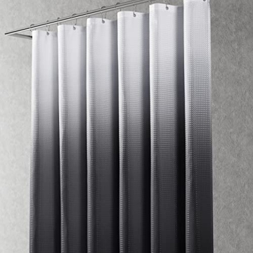 Stylish Black Ombre Shower Curtain with Hooks - 72 x 72