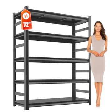 Heavy Duty Metal Garage Shelving Unit - 5-Tier Adjustable Storage Rack