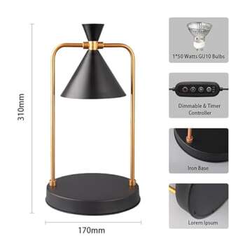 Wise Home Products Electric Candle Warmer with Timer and Dimmable Function, Suitable for Small and L...