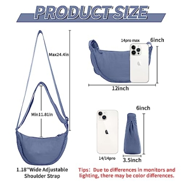 Lightweight Nylon Crescent Crossbody Bag for Daily Use