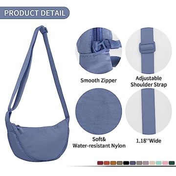 Lightweight Nylon Crescent Crossbody Bag for Daily Use