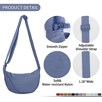 Lightweight Nylon Crescent Crossbody Bag for Daily Use