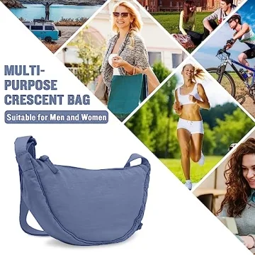 Lightweight Nylon Crescent Crossbody Bag for Daily Use