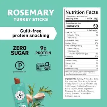 Rosemary Turkey Sticks - Natural, Gluten Free, High Protein
