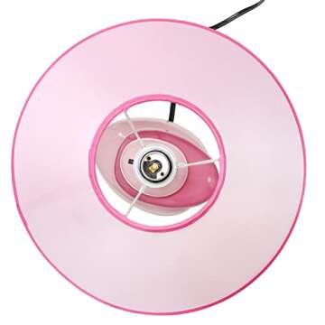 Simple Designs LT3051-PNK 17.55" Shades of Pink Ceramic Stacked Stone Standard Table Lamp with Fabric Shade for Home Décor, Nightstand, End Table, Bedroom, Living Room, Office, Foyer, Pink