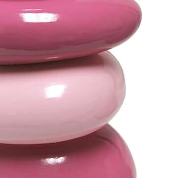 Simple Designs LT3051-PNK 17.55" Shades of Pink Ceramic Stacked Stone Standard Table Lamp with Fabric Shade for Home Décor, Nightstand, End Table, Bedroom, Living Room, Office, Foyer, Pink