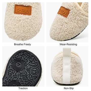 L-RUN Toddler Slippers Girls/Boys Indoor House Slippers Beige 3.5-4.5 Infant=EU20-21