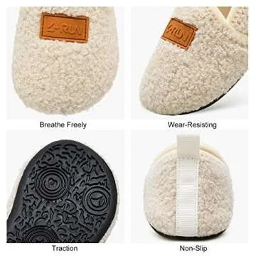 L-RUN Toddler Slippers Girls/Boys Indoor House Slippers Beige 3.5-4.5 Infant=EU20-21